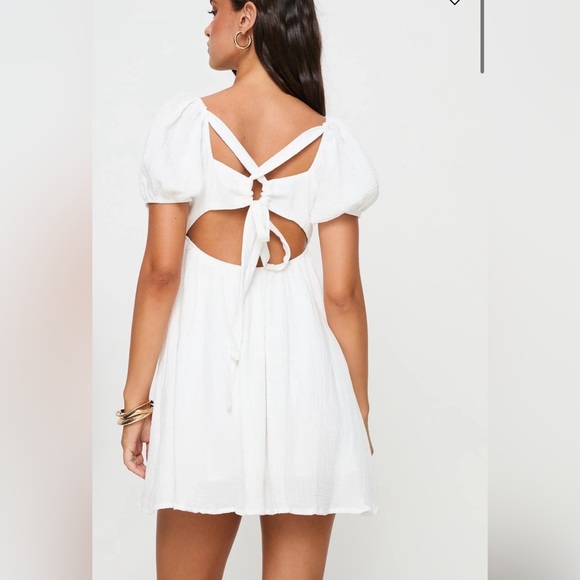 Princess Polly White Puff Sleeve Mini Dress - Picture 2 of 4